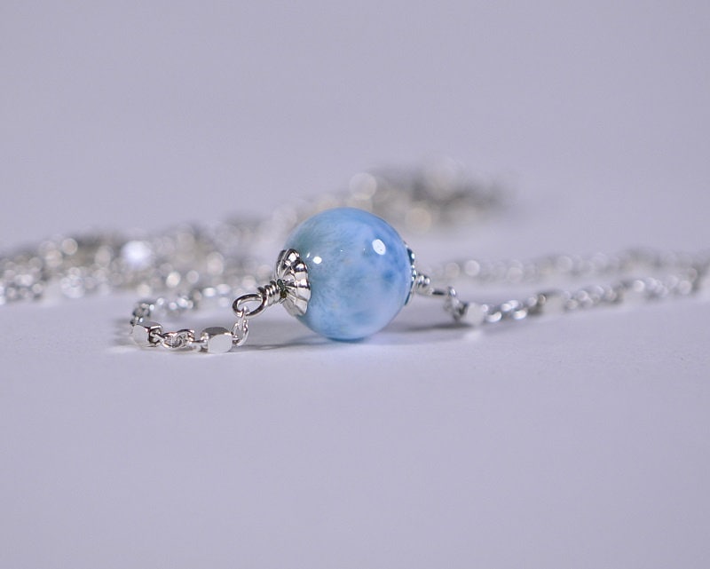 Larimar Sterling Silver Choker Necklace, Dominican Gemstone