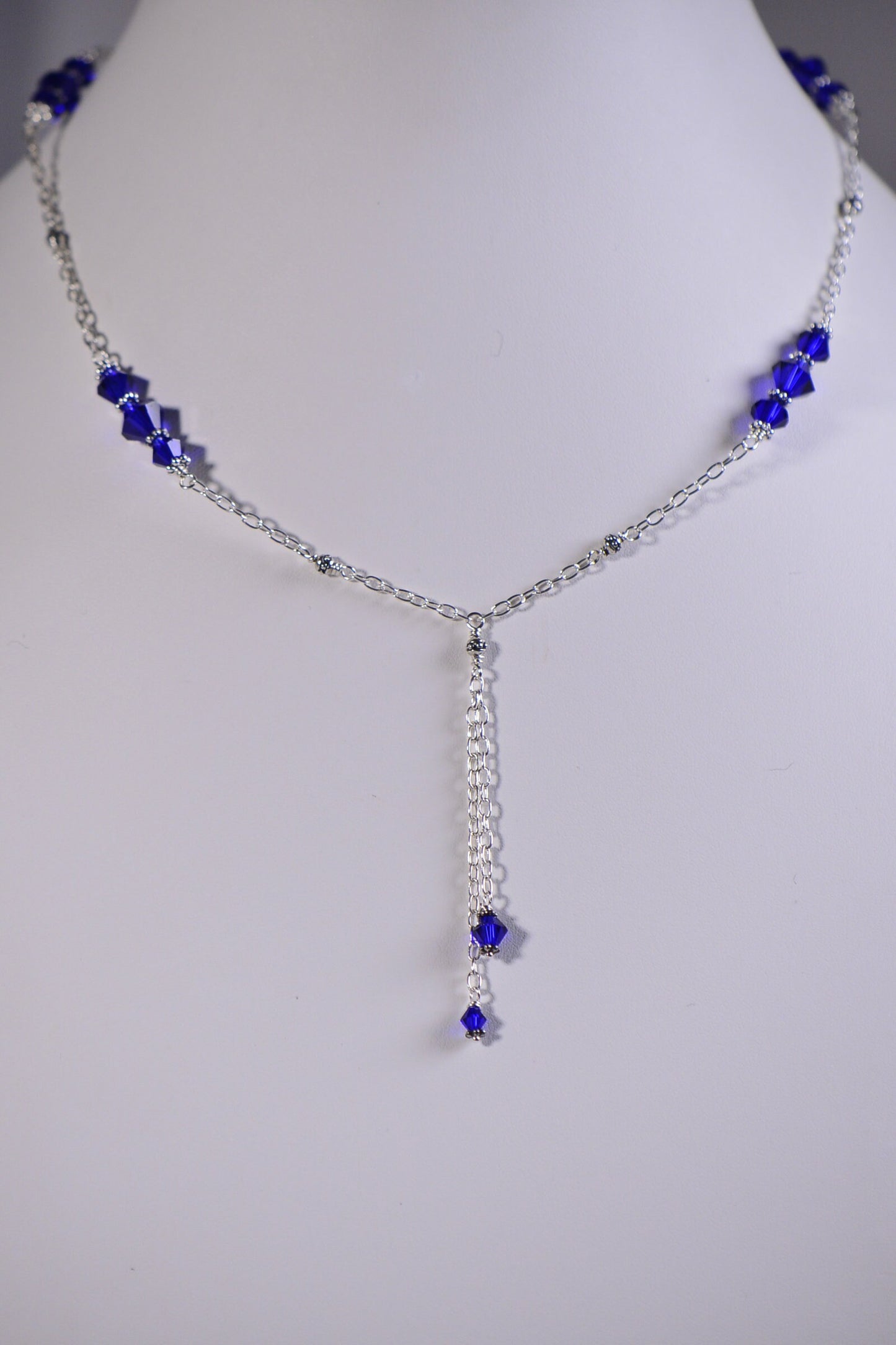 Swarovski Sterling Silver Necklace. Cobalt Blue Necklace