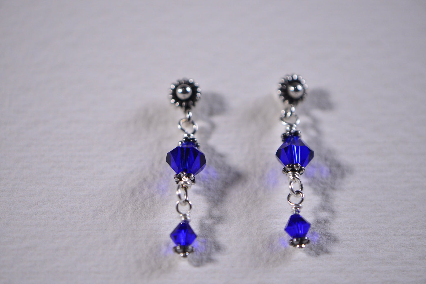 Swarovski Sterling Silver Necklace. Cobalt Blue Necklace