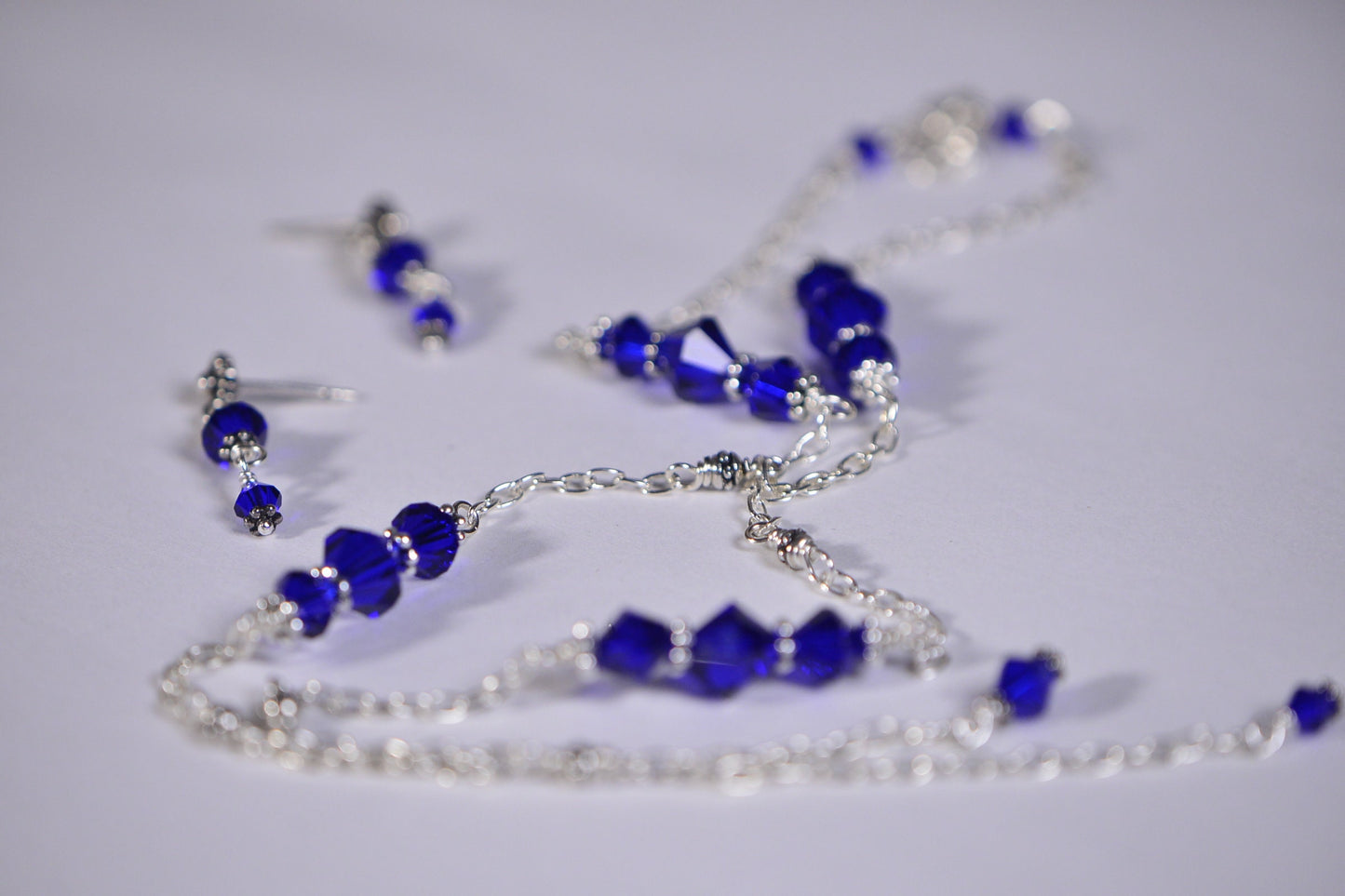 Swarovski Sterling Silver Necklace. Cobalt Blue Necklace