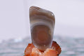 Banded Botswana Agate Cabochon: Amber, Red, Grey Gemstone (25x16x4.1mm)