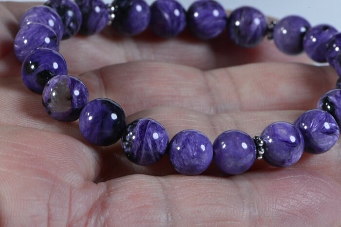 Amethyst Chakra Bracelet, Sterling Silver, Yoga Jewelry