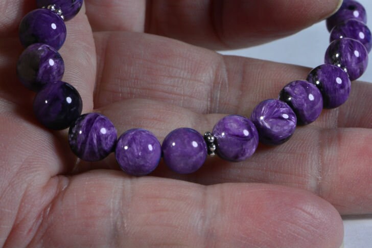 Russian Charoite Bracelet Stretch stacking adjustable Gemstone Bracelets Yoga Gift healing stone bracelets