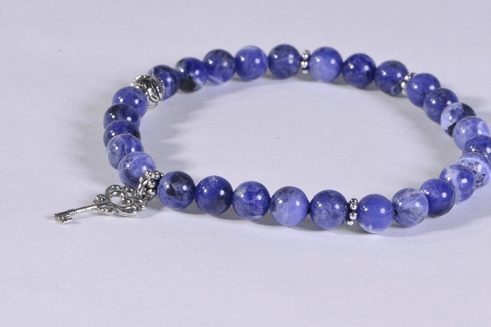 Sodalite Bracelet with Sterling Silver: Heart Chakra Healing