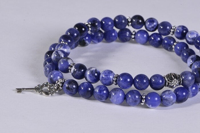 Sodalite Bracelet with Sterling Silver: Heart Chakra Healing