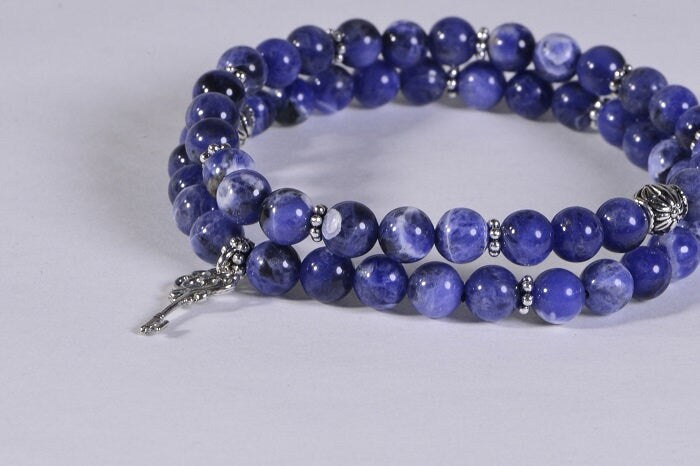 Sodalite Bracelet with Sterling Silver: Heart Chakra Healing