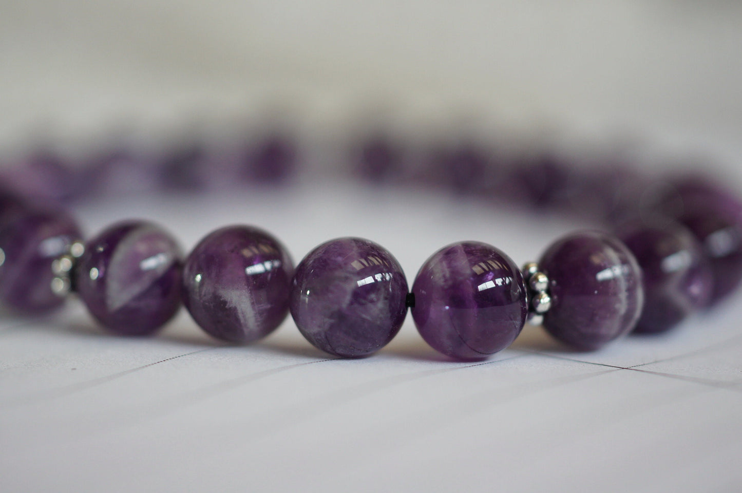 Amethyst Chakra Bracelet, Sterling Silver, Yoga Jewelry