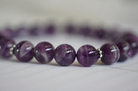 Amethyst Chakra Bracelet, Sterling Silver, Yoga Jewelry