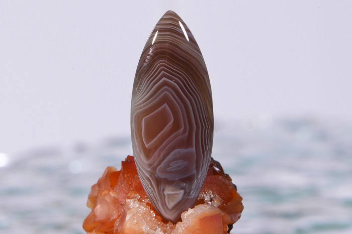 Banded Botswana Agate Cabochon: Marquise Gemstone (34x13x4.8mm)
