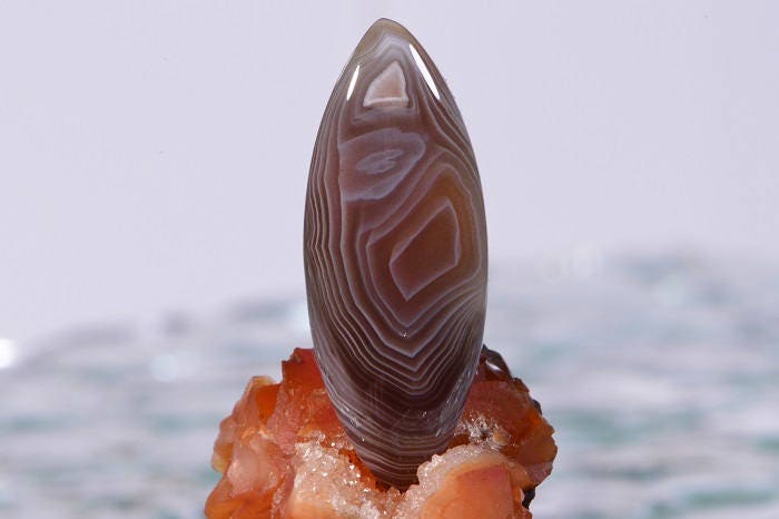 Banded Botswana Agate Cabochon: Marquise Gemstone (34x13x4.8mm)