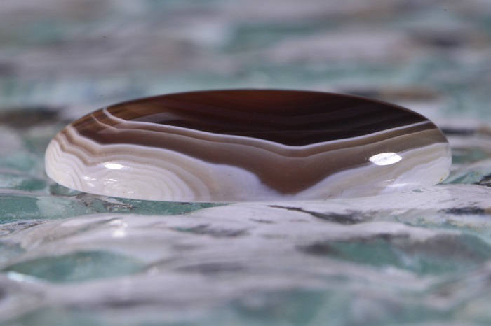 Banded Botswana Agate Cabochon: Brown, Grey, White Gemstone (25x18x5.3mm)