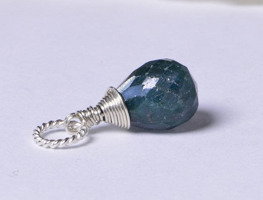 Natural Emerald Sterling Silver Wire Wrapped Pendant - May Birthstone