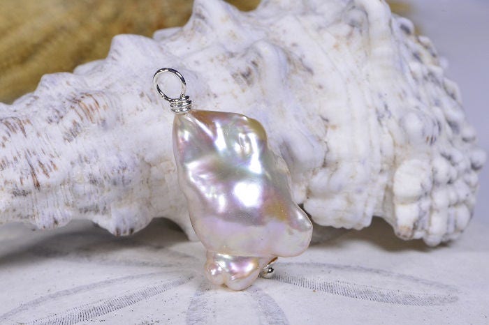 Baroque Pearl Necklace, Handmade Sterling Silver Pendant