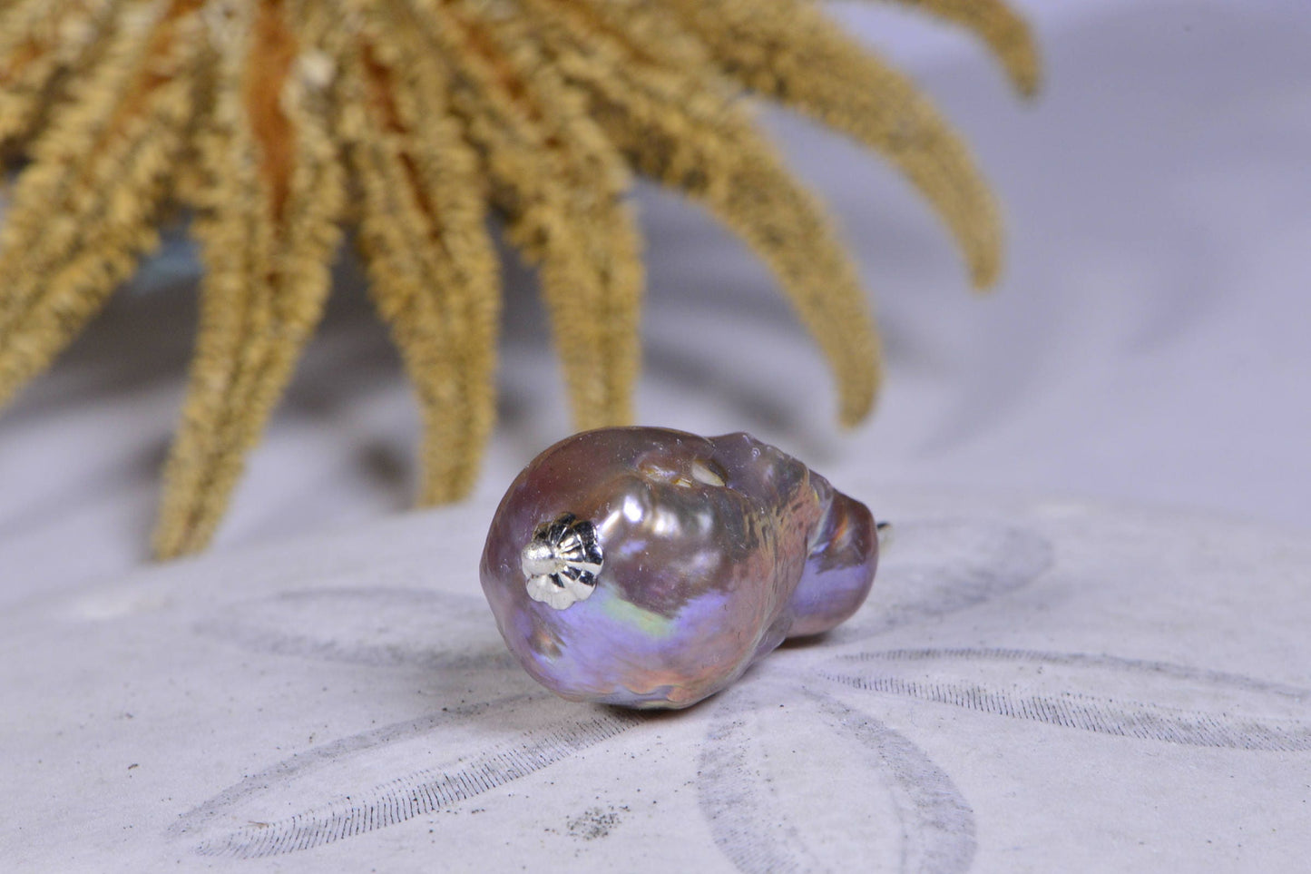 Handmade Sterling Silver Baroque Pearl Necklace, Gold Luster