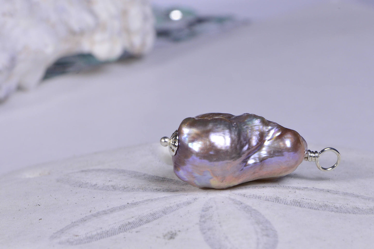 Handmade Sterling Silver Baroque Pearl Necklace, Gold Luster