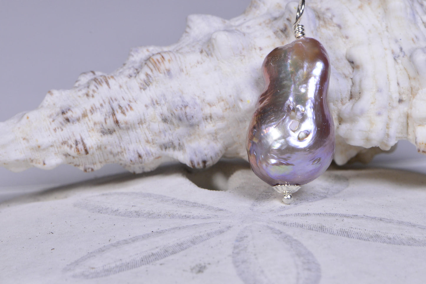 Handmade Sterling Silver Baroque Pearl Necklace, Gold Luster