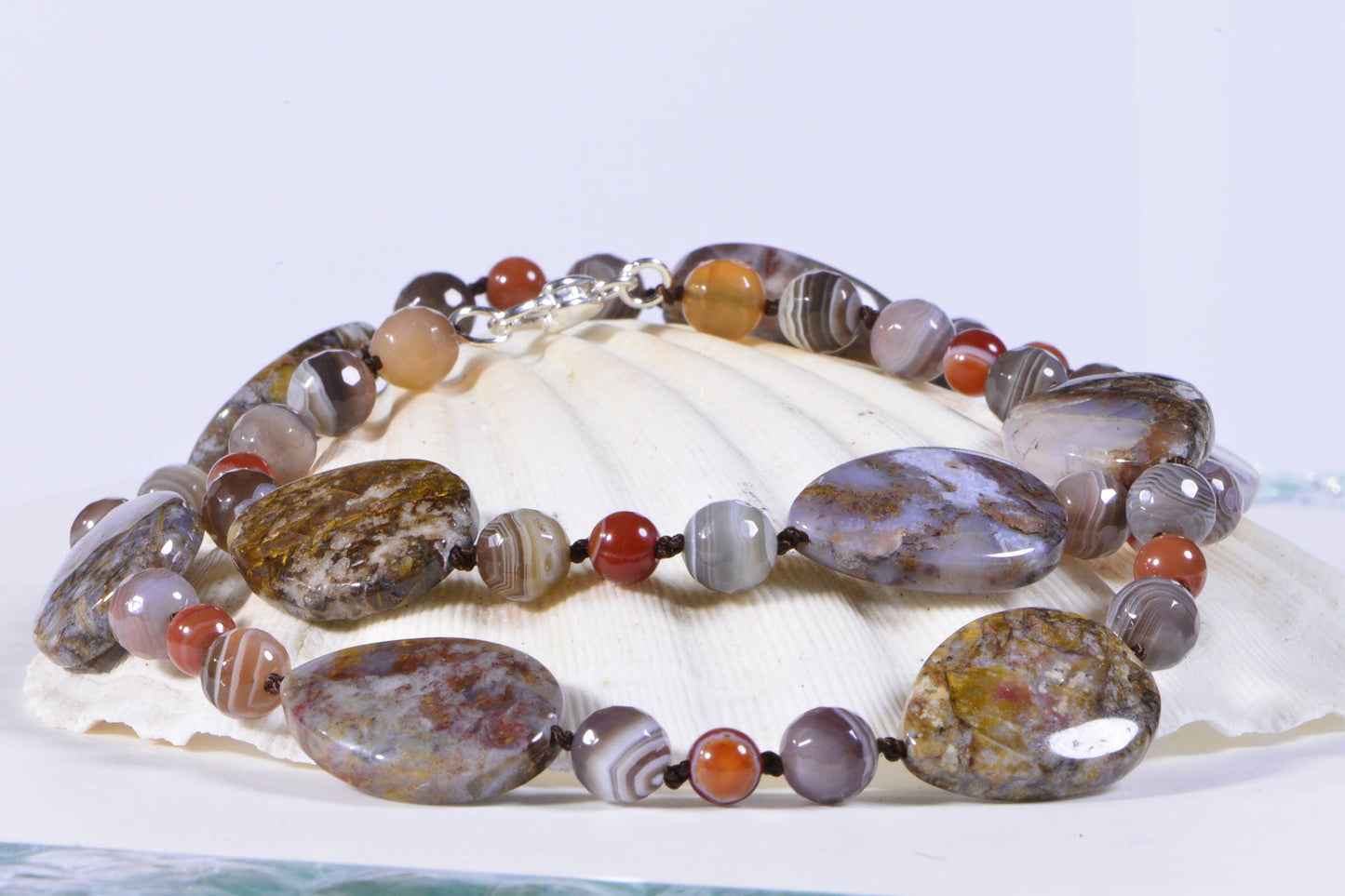 Handmade Pietersite Necklace, Agate & Sterling Silver, Beaded Gemstone Jewelry