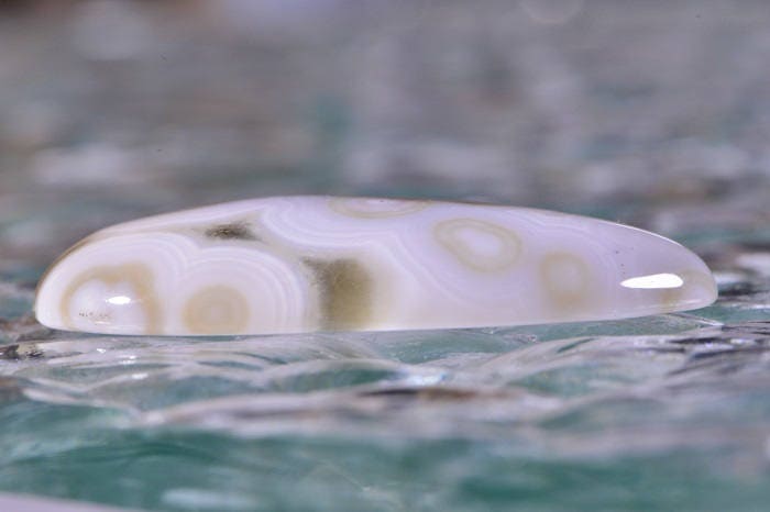 Ocean Jasper Teardrop Cabochon: Ringed Gemstone (34x20x6.2mm)