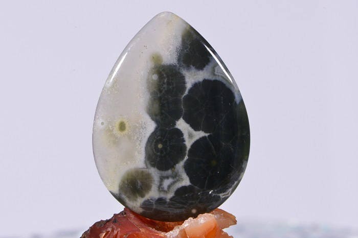 Ocean Jasper Cabochon: Teardrop Gemstone, 40x30x5.2mm