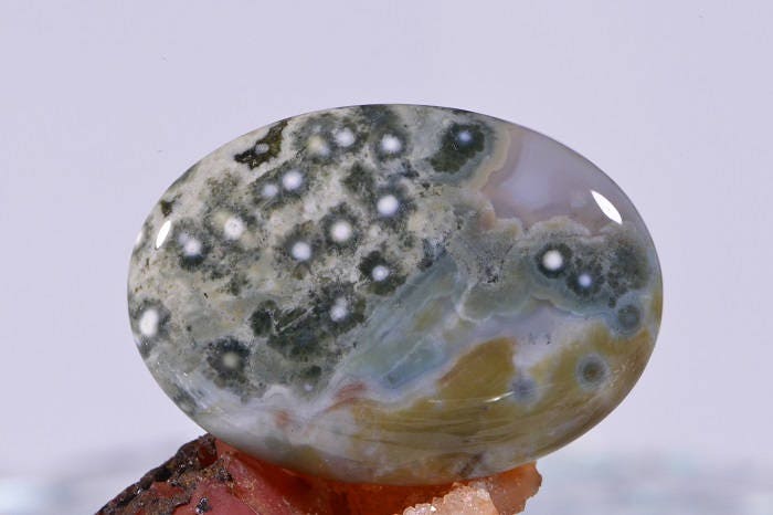 Ocean Jasper Cabochon: Oval Gemstone, 34x25x5.5mm