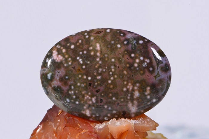 Ocean Jasper Cabochon: Oval Gemstone, 34x25x5.8mm