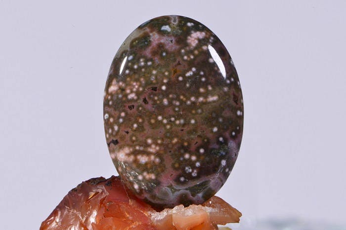 Ocean Jasper Cabochon: Oval Gemstone, 34x25x5.8mm