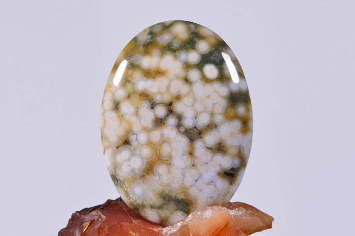 Ocean Jasper Cabochon: Oval Gemstone, AAA Grade (30x22x4.7mm)