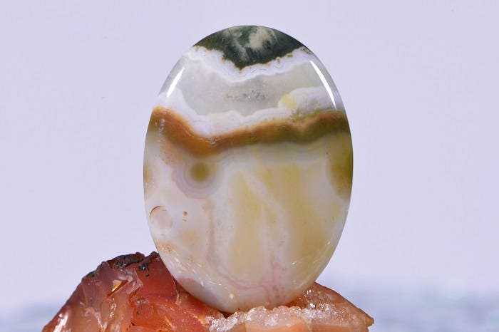 Ocean Jasper Cabochon: Oval Gemstone, Earth Tone Colors (30x21x4.7mm)