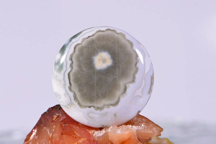 AAA Ocean Jasper Cabochon: Round Gemstone, 27.2ct (25x5.6mm)