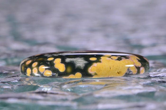 Ocean Jasper Cabochon: Oval Gemstone, Greens, Yellows (30x22x4.8mm)