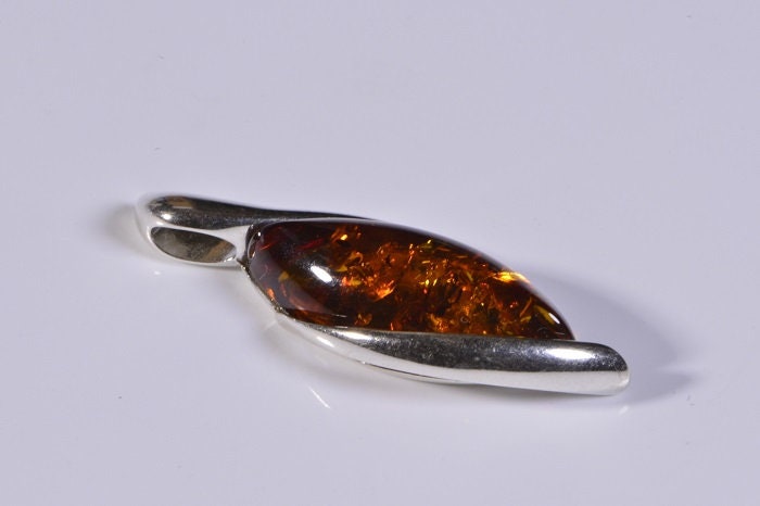 Baltic Amber Sterling Silver Pendant: Honey Gemstone Jewelry
