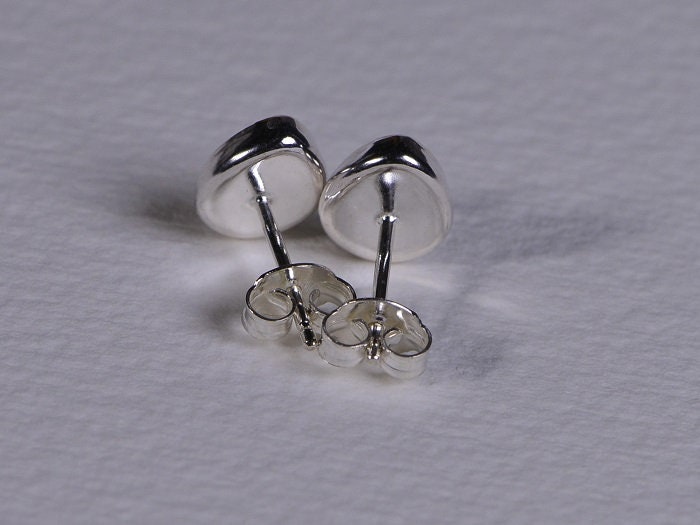 Sterling Silver Opal Stud Earrings: Teardrop Bezel Set