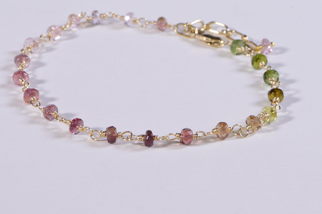 special order reserved -Genuine Tourmaline Bracelet 14K Gold Filled Gemstone Jewelry stacked bracelet