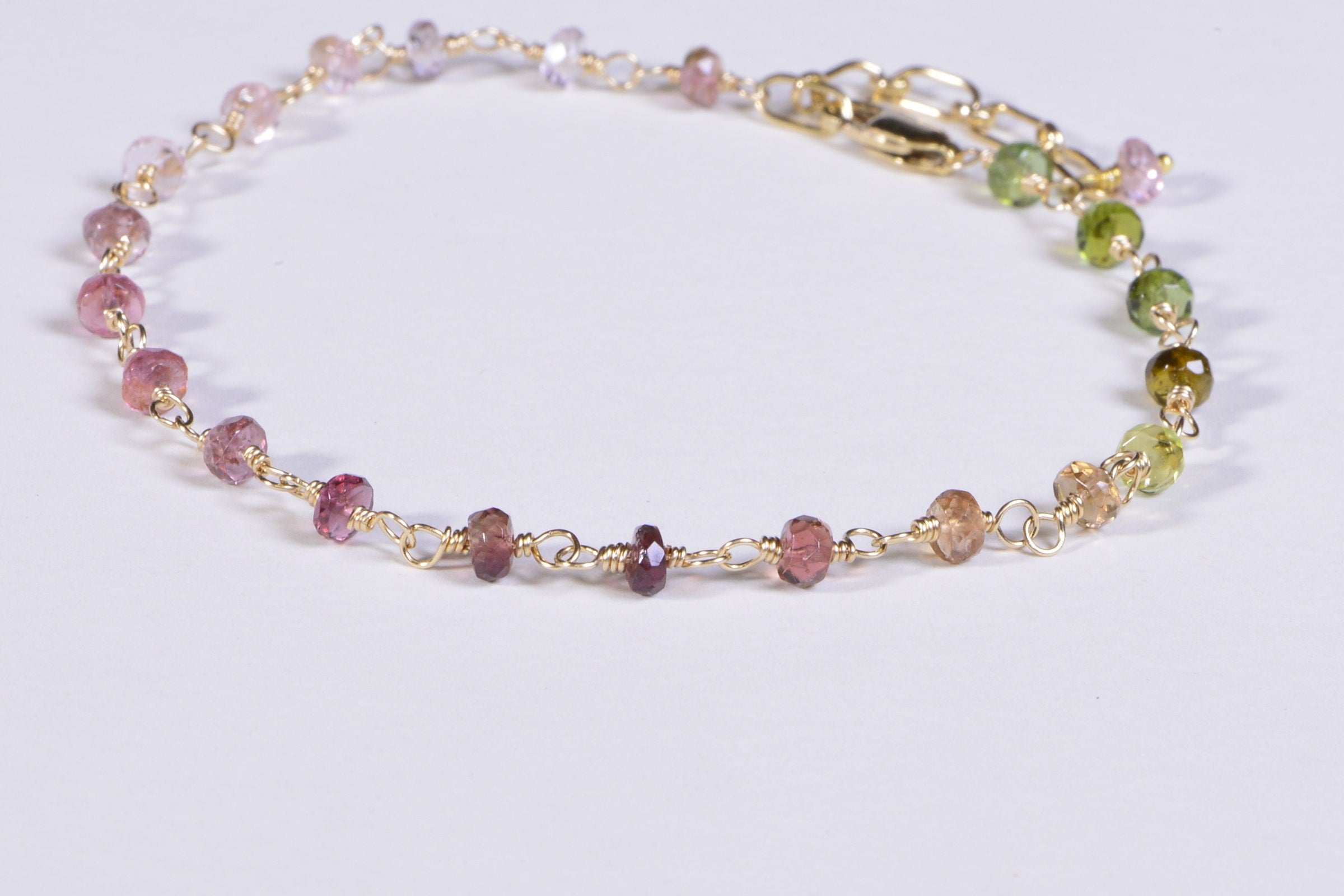 special order reserved -Genuine Tourmaline Bracelet 14K Gold Filled Gemstone Jewelry stacked bracelet