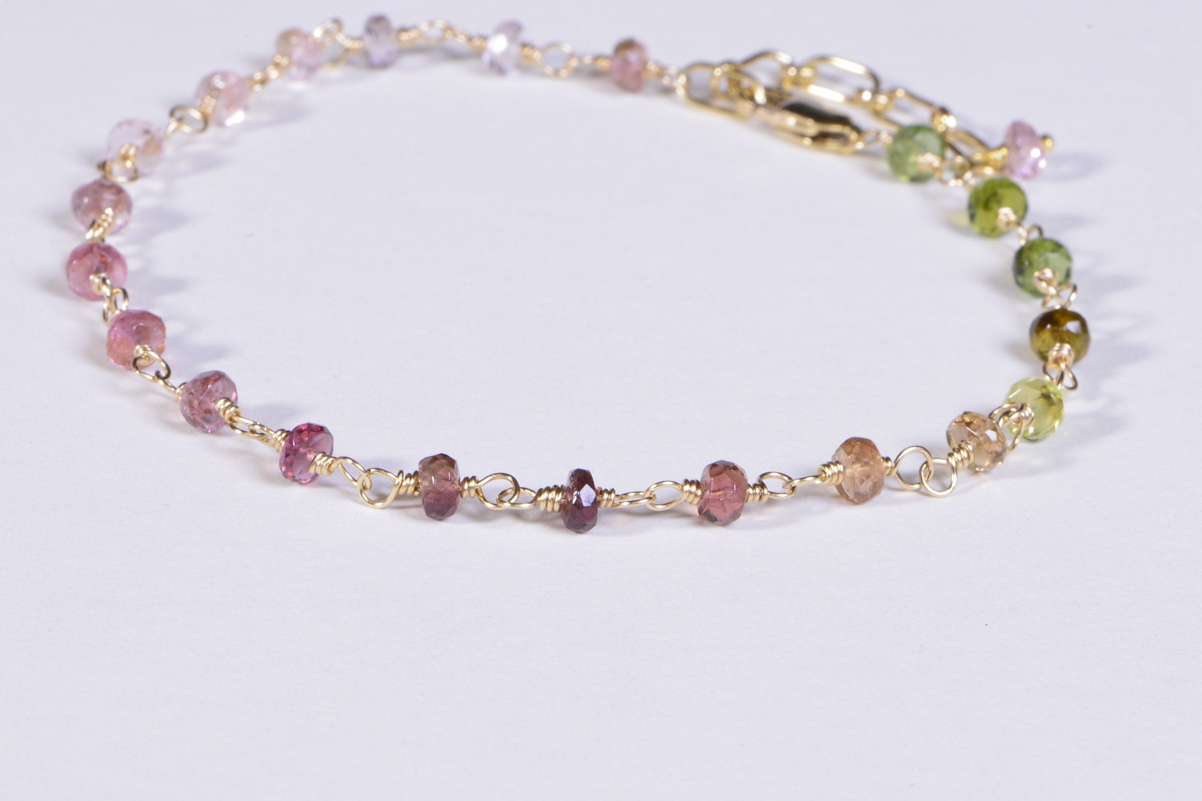 special order reserved -Genuine Tourmaline Bracelet 14K Gold Filled Gemstone Jewelry stacked bracelet