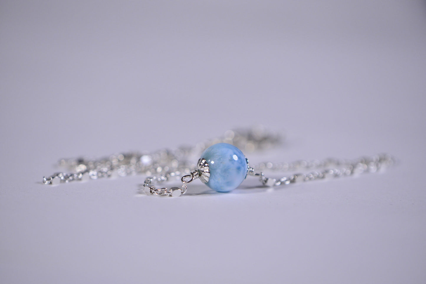 Larimar Sterling Silver Choker Necklace, Dominican Gemstone