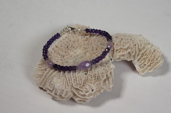 Dainty Amethyst Bracelet, Sterling Silver, February Birthstone