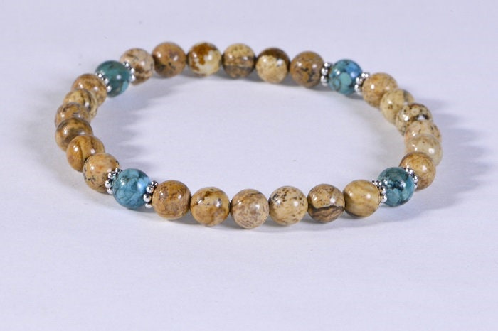 Jasper Turquoise Bracelet: Sterling Silver Gemstone Bracelet