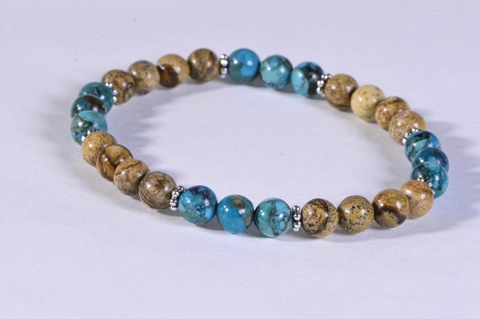 Jasper Turquoise Bracelet: Sterling Silver Gemstone Bracelet