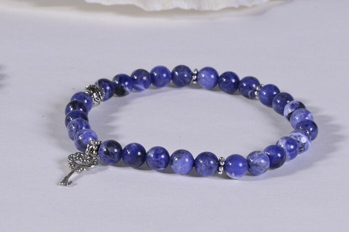 Sodalite Bracelet with Sterling Silver: Heart Chakra Healing
