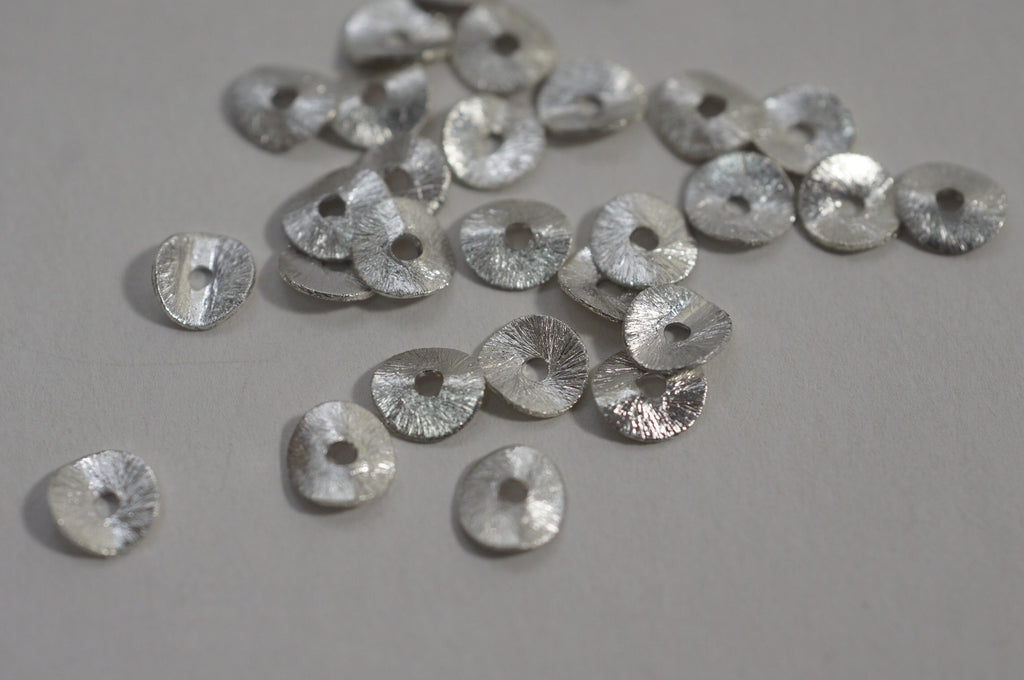 Sterling Silver Filled Coin Spacer Beads - 6mm Flat Wavy Beads