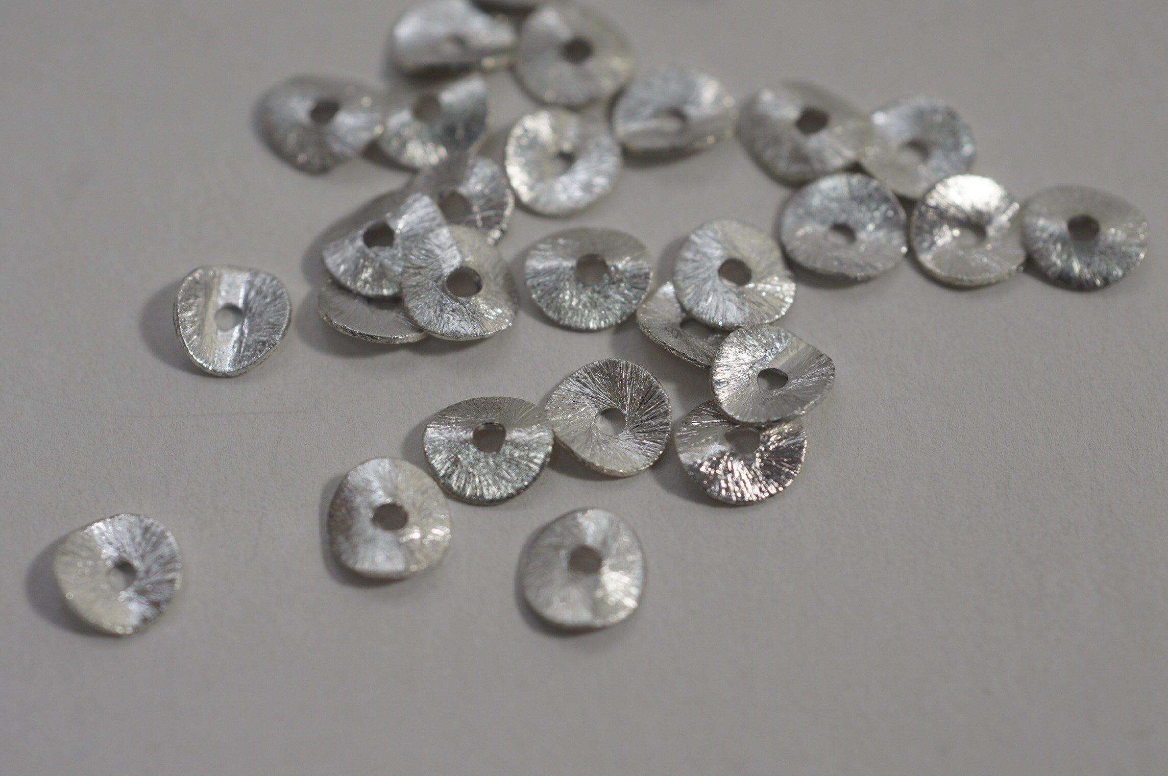 Sterling Silver Filled Coin Spacer Beads - 6mm Flat Wavy Beads