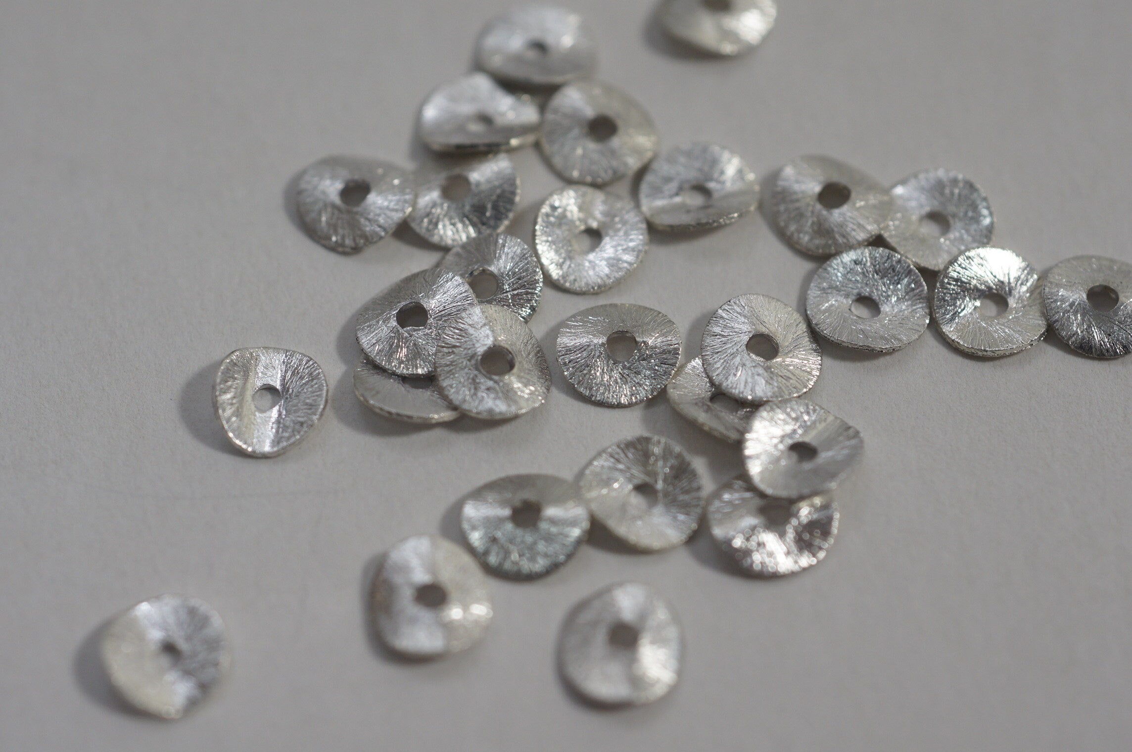 Sterling Silver Filled Coin Spacer Beads - 6mm Flat Wavy Beads