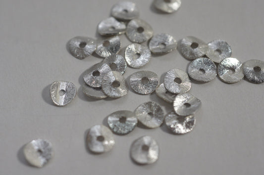 Sterling Silver Filled Coin Spacer Beads - 6mm Flat Wavy Beads