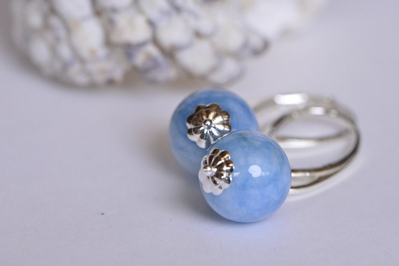 Minimalist Earrings Gemstone  Quartz Blue  Earrings Wire Wrapped Sterling Silver Drops