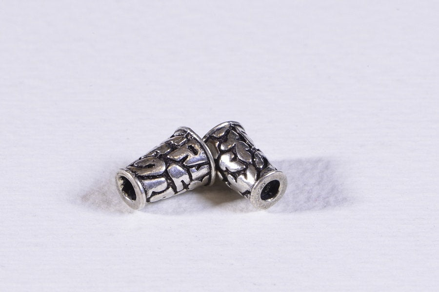 Sterling Silver Plated Bead Caps: Cone Jewelry Findings, 5-6mm (2 Caps)