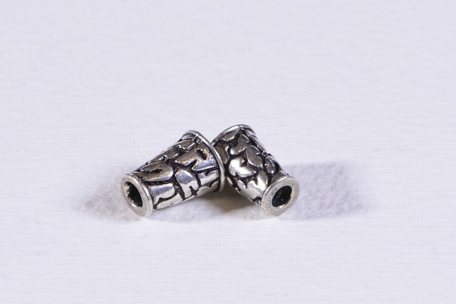 Sterling Silver Plated Bead Caps: Cone Jewelry Findings, 5-6mm (2 Caps)