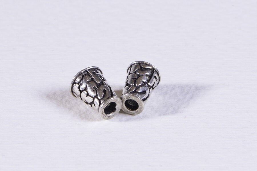 Sterling Silver Plated Bead Caps: Cone Jewelry Findings, 5-6mm (2 Caps)