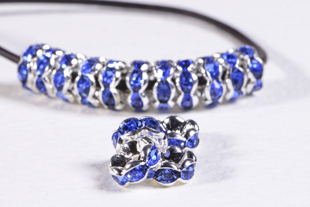 rhinestone spacer Crystal Light Sapphire wavy spacer beads 8 mm jewelry supply