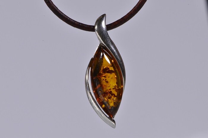Baltic Amber Sterling Silver Pendant: Honey Gemstone Jewelry